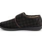 Mens Slippers Check Faux Fur Lined Thermal Wide Open Touch Fasten Straps House Shoes Brown