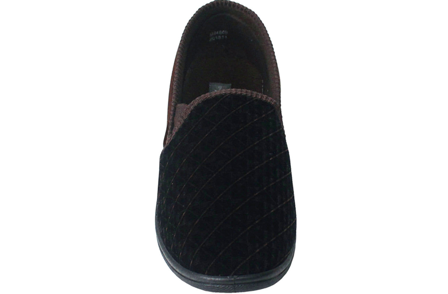 Zedzzz Mens Gents Twin Gusset Elastic Slip On Velour Faux Leather Slippers