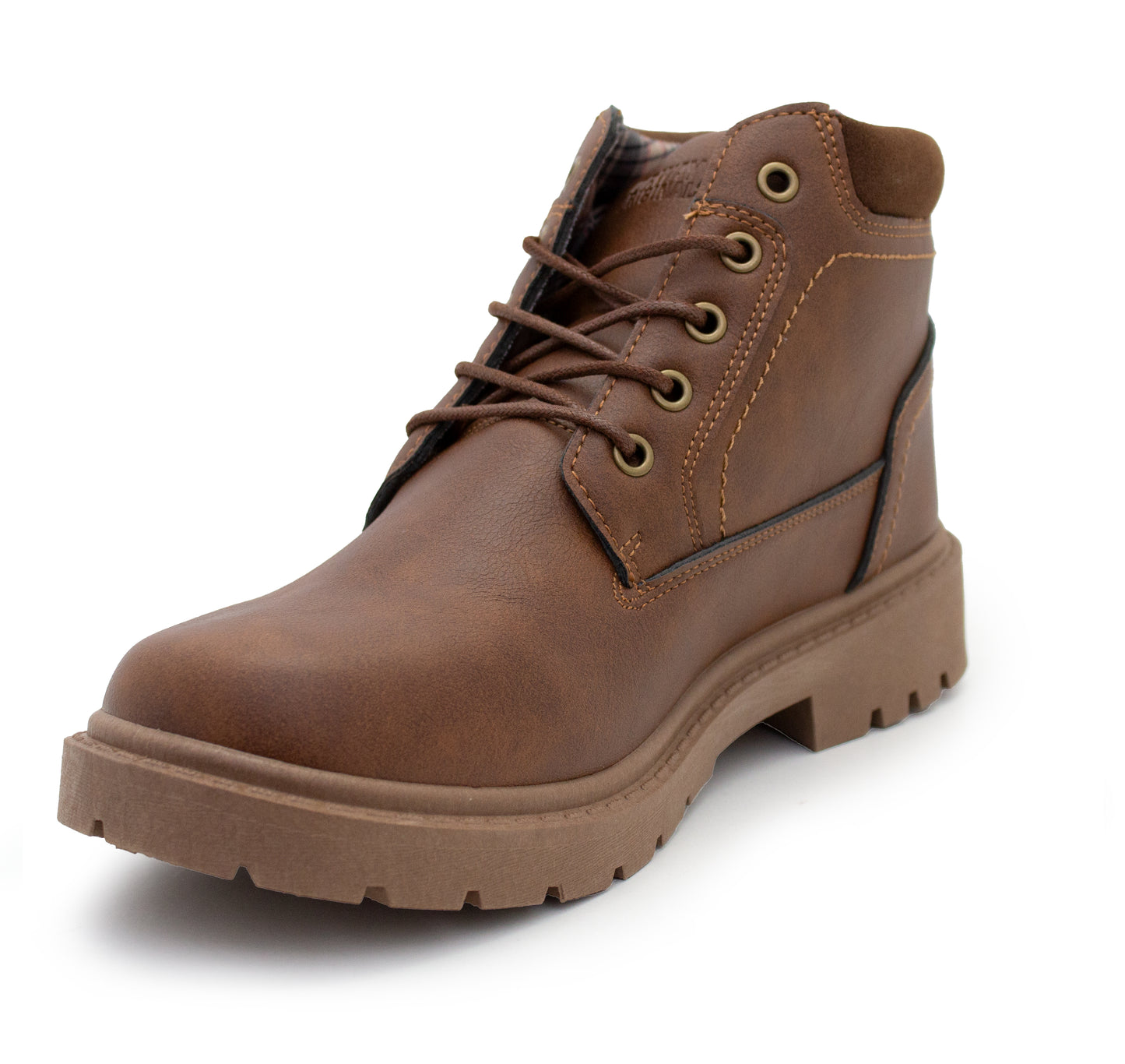 Mens Ankle Boots Faux Leather Smart Casual Lace Up Fashion Combat Boots in Brown