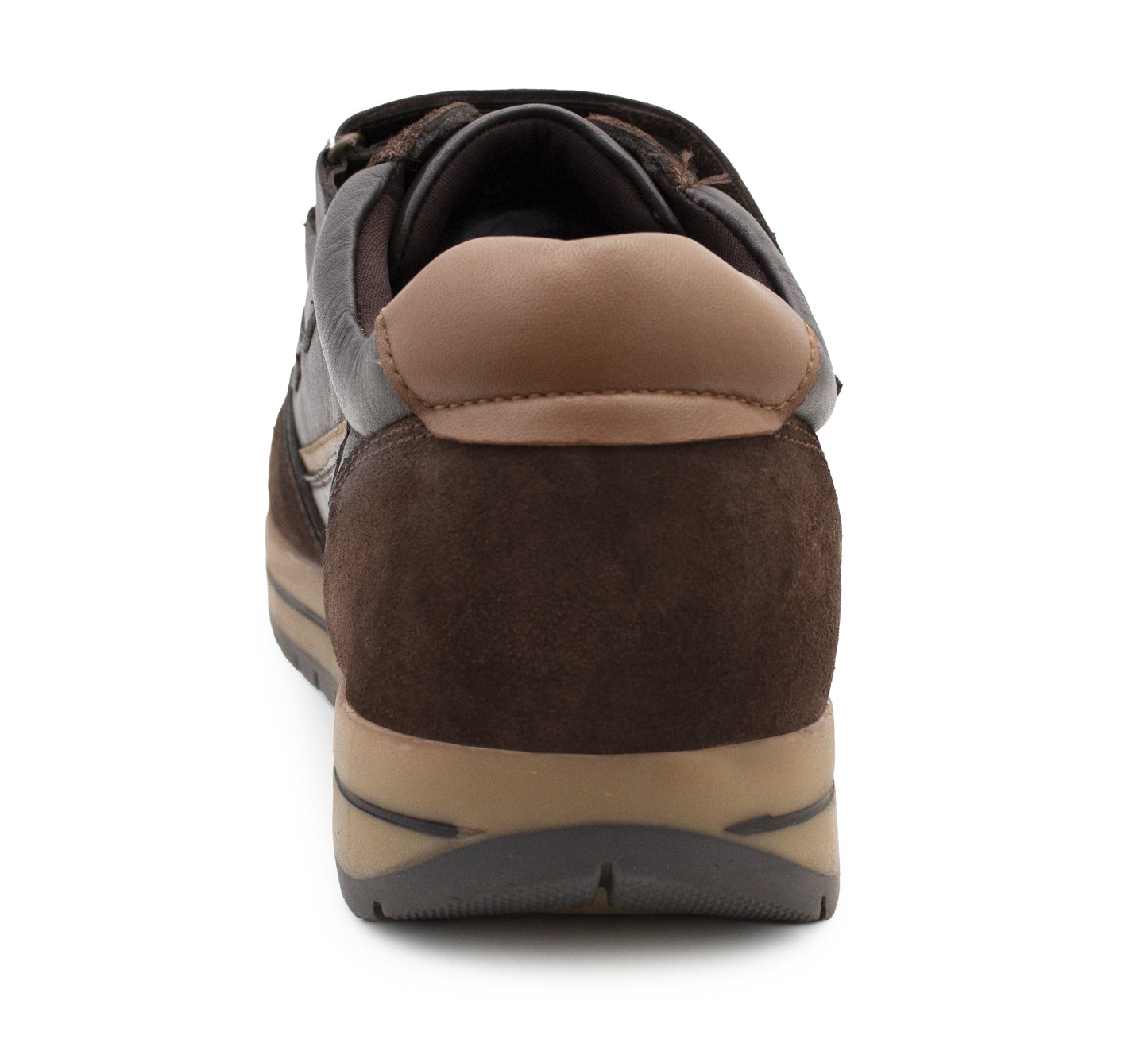 Men’s Brown Leather Trainers Shoes Casual Double Strap Touch Fastening Sneakers Smart Slip On Walking Shoes