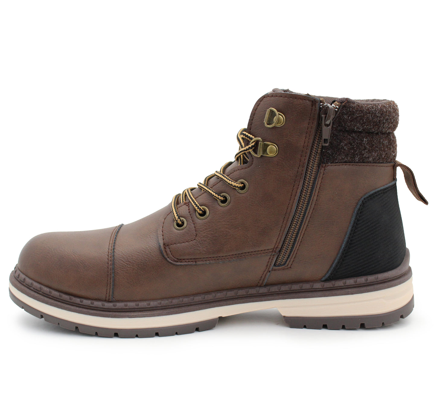 Mens Ankle Boots Faux Leather Smart Casual Lace Up Side Zip Fashion Boots