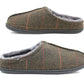 Mens Slip On Faux Fur Lined Mules Backless Lightweight Indoor House Khaki Green Slippers
