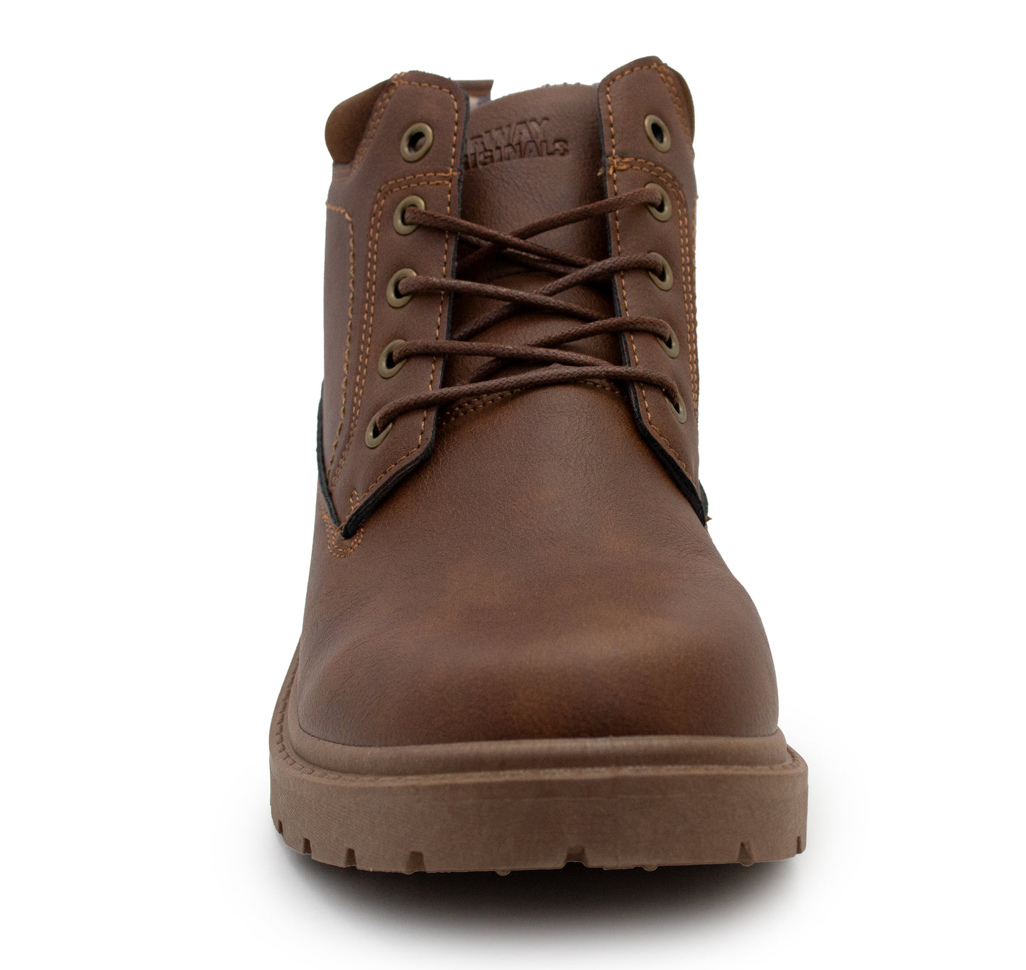 Mens Ankle Boots Faux Leather Smart Casual Lace Up Fashion Combat Boots in Brown