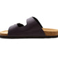 Mens Sandals Cork Footbed Brown Faux Leather 2 Adjustable Straps Beach Fashion Slides Summer Slip On Backless Smart Casual Fashion Sandal