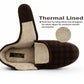 Mens Slippers Check Faux Fur Lined Thermal Wide Open Touch Fasten Straps House Shoes Brown
