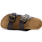 Mens Sandals Cork Footbed Brown Faux Leather 2 Adjustable Straps Beach Fashion Slides Summer Slip On Backless Smart Casual Fashion Sandal