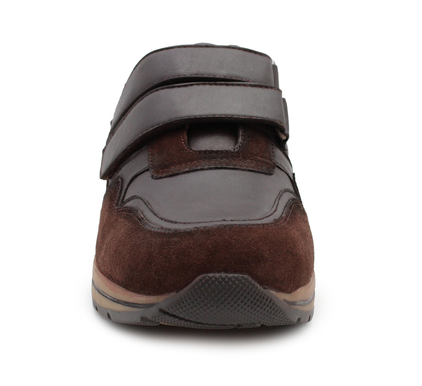 Men’s Brown Leather Trainers Shoes Casual Double Strap Touch Fastening Sneakers Smart Slip On Walking Shoes