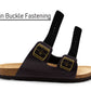 Mens Sandals Cork Footbed Brown Faux Leather 2 Adjustable Straps Beach Fashion Slides Summer Slip On Backless Smart Casual Fashion Sandal