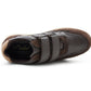Men’s Brown Leather Trainers Shoes Casual Double Strap Touch Fastening Sneakers Smart Slip On Walking Shoes