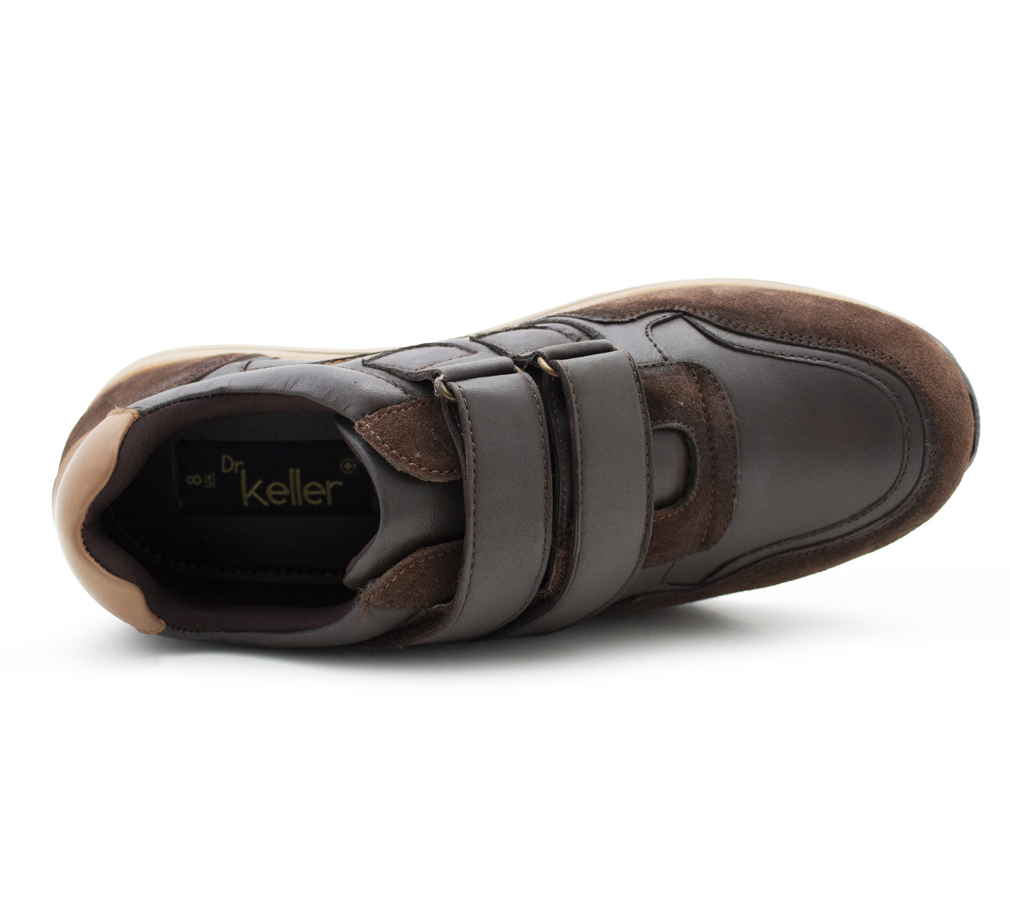 Men’s Brown Leather Trainers Shoes Casual Double Strap Touch Fastening Sneakers Smart Slip On Walking Shoes