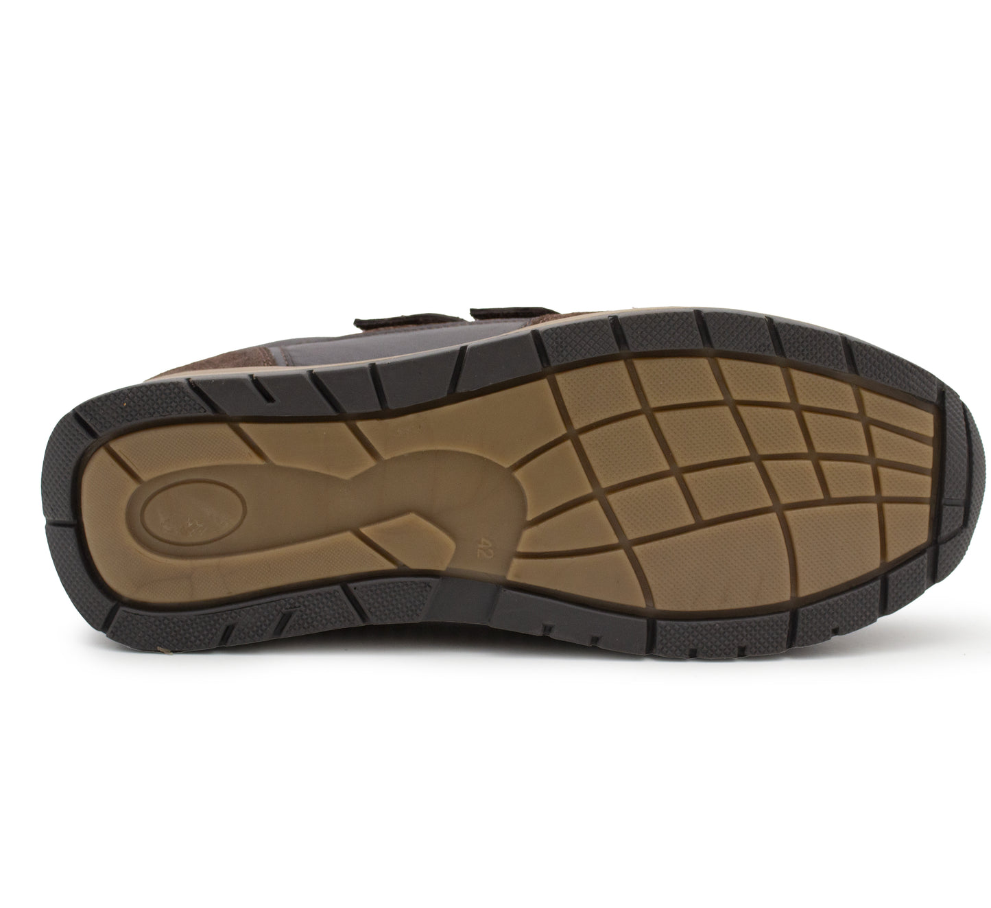 Men’s Brown Leather Trainers Shoes Casual Double Strap Touch Fastening Sneakers Smart Slip On Walking Shoes