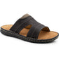 Mens Slip On Sandals Faux Leather Open Toe Sliders Flat Beach Casual Summer Slippers Comfort Sliders