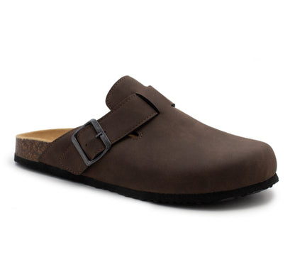Mens Faux Suede Clogs Slip On Backless Cork Sole Arch Support Casual Slippers