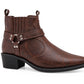 Men’s Western Cowboy Ankle Boots Harness Buckle Cuban Heel Biker Shoes