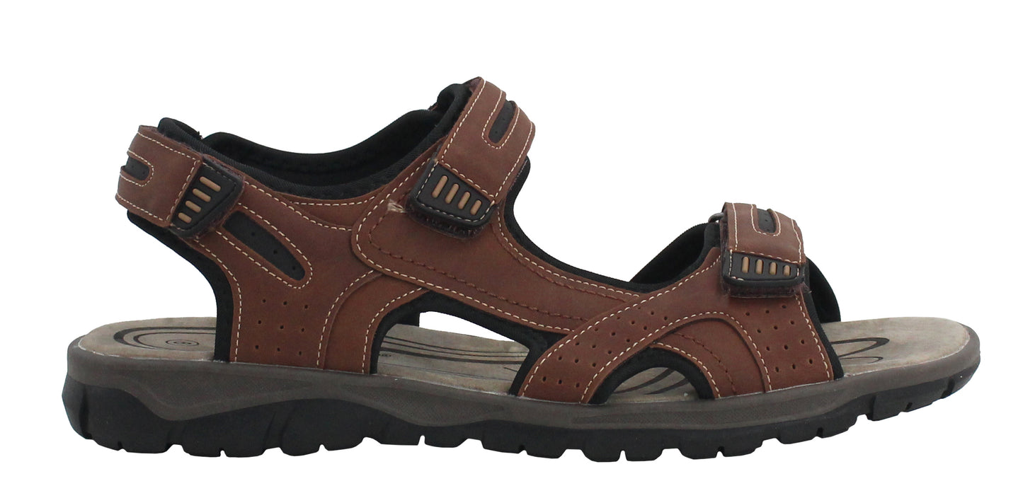 Mens Slip On Adjustable Triple Touch Fasten Hiking Trek Outdoor Sports Sandals BROWN SIZE UK 7