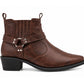 Men’s Western Cowboy Ankle Boots Harness Buckle Cuban Heel Biker Shoes