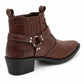 Men’s Western Cowboy Ankle Boots Harness Buckle Cuban Heel Biker Shoes