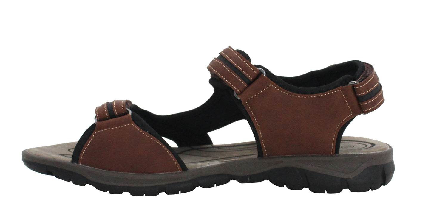 Mens Slip On Adjustable Triple Touch Fasten Hiking Trek Outdoor Sports Sandals BROWN SIZE UK 7
