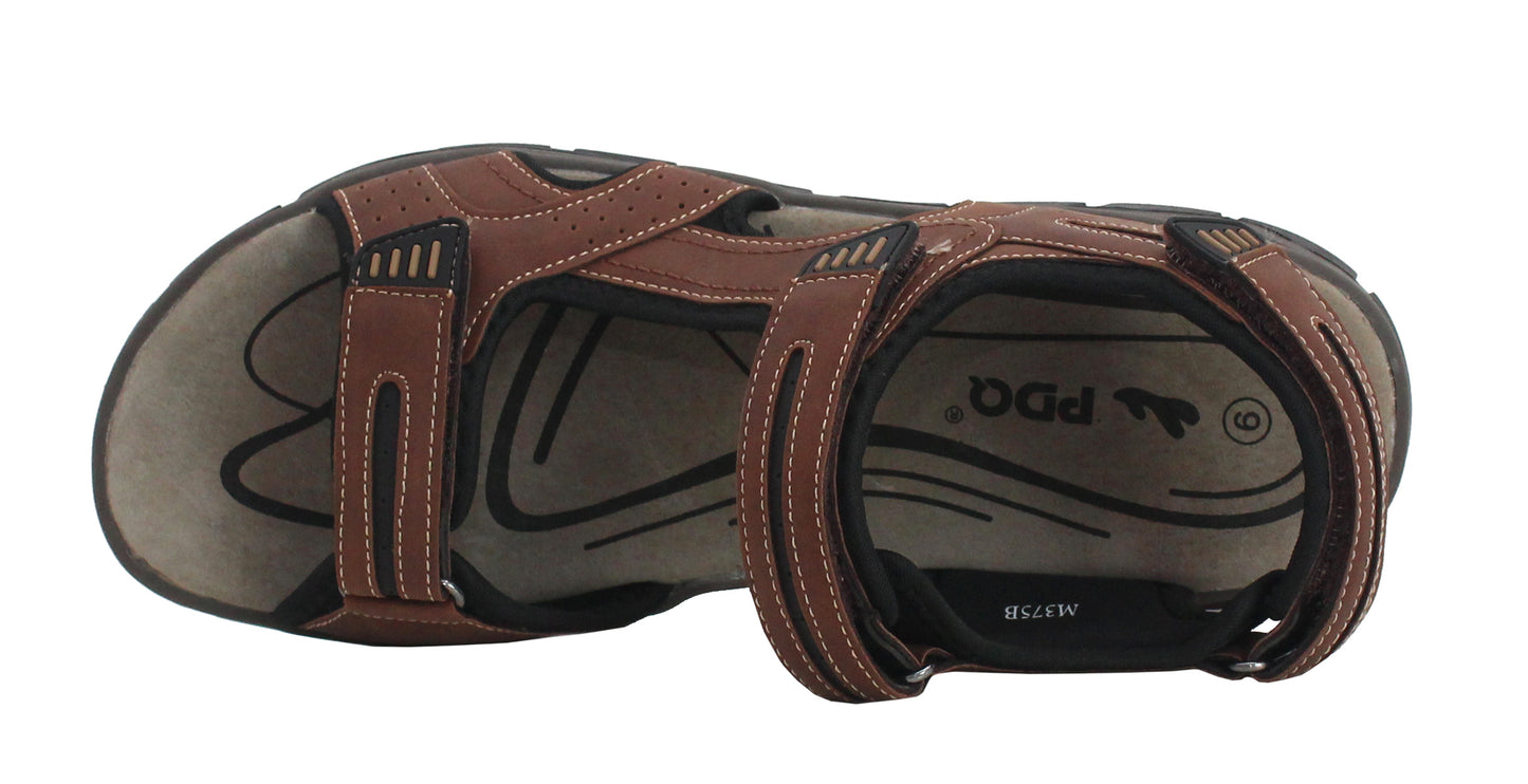 Mens Slip On Adjustable Triple Touch Fasten Hiking Trek Outdoor Sports Sandals BROWN SIZE UK 7