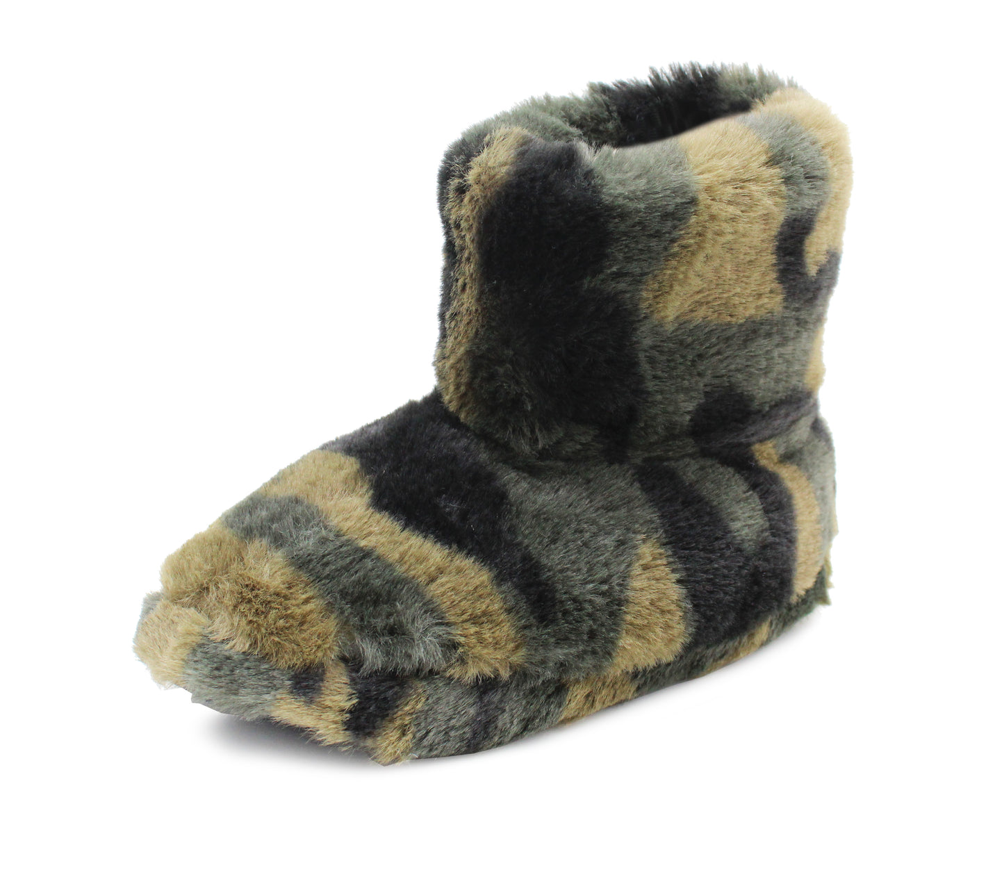 Boys Kids Faux Fur Camo Ankle Booties Warm Lined Winter Slippers Boots