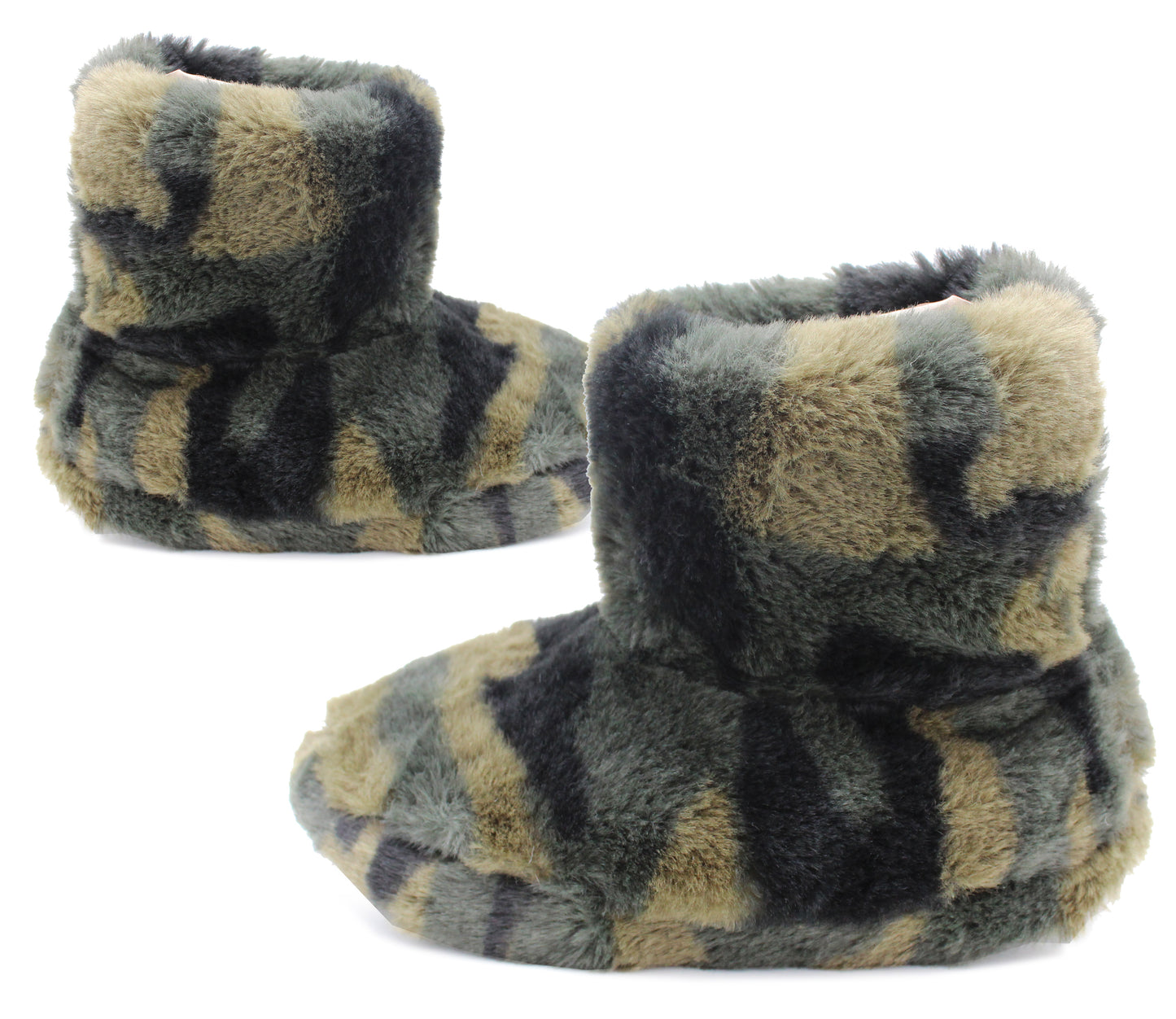 Boys Kids Faux Fur Camo Ankle Booties Warm Lined Winter Slippers Boots