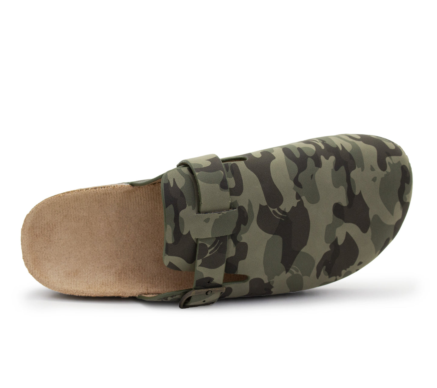 Mens Camo Clogs Slip On Adjustable Buckle Cork Footbed Arch Support Backless Mules Flat Casual Slippers