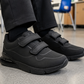 Kids Boys Black School Trainers Easy Fasten Touch Fastening Shoes Faux Leather Smart Uniform Sports Sneakers for Toddlers, Juniors & Older Boys
