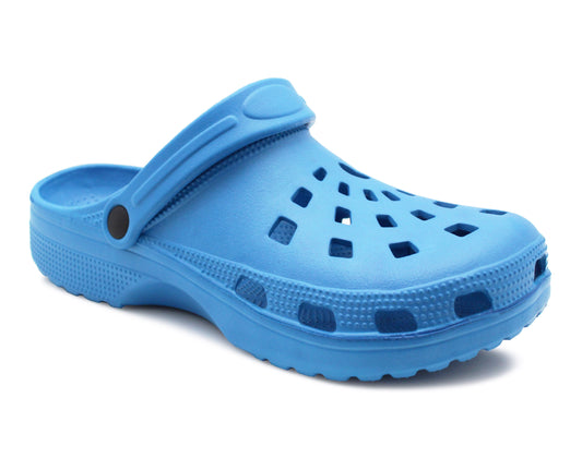 Womens Lightweight Coral Blue EVA Clogs Slip On Breathable Adjustable Strap Garden Beach Hospital Nurse Kitchen Water Shoes Sandals