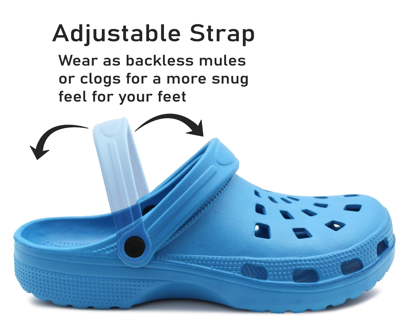 Womens Lightweight Coral Blue EVA Clogs Slip On Breathable Adjustable Strap Garden Beach Hospital Nurse Kitchen Water Shoes Sandals