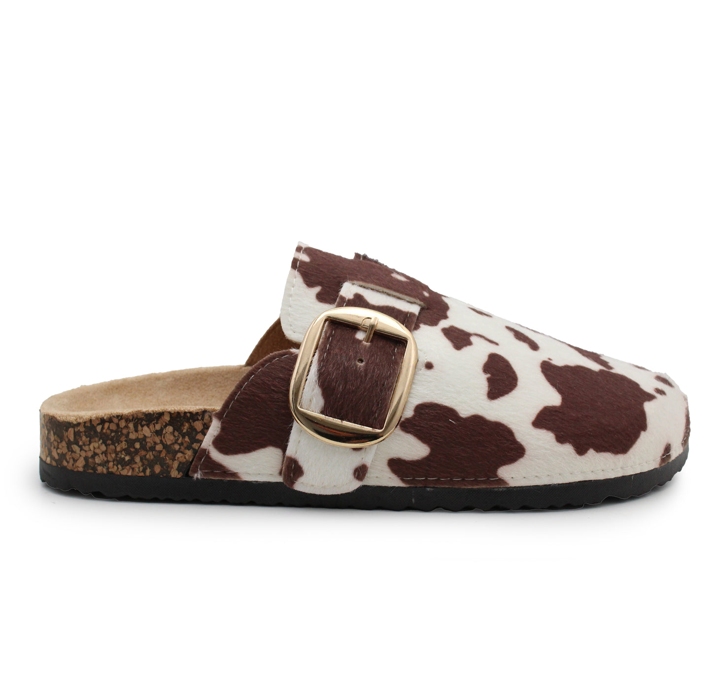 Womens Faux Suede Clogs Slip On Adjustable Buckle Cork Footbed Arch Support Ladies Backless Mules Flat Casual Slippers