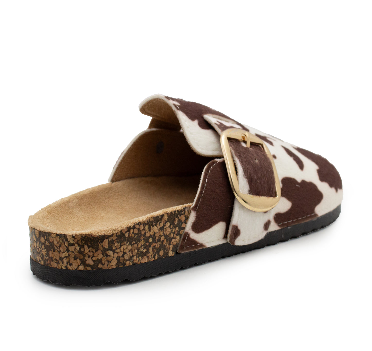 Womens Faux Suede Clogs Slip On Adjustable Buckle Cork Footbed Arch Support Ladies Backless Mules Flat Casual Slippers