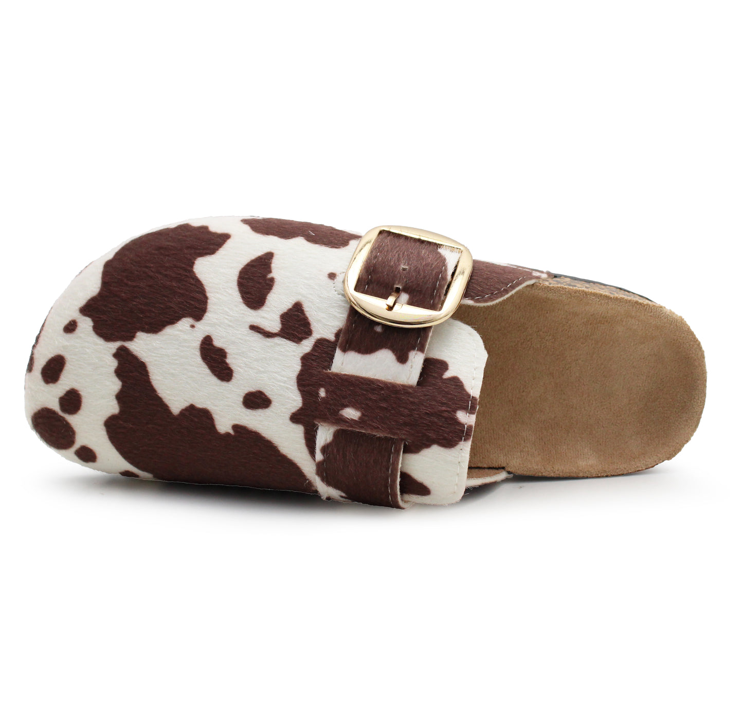 Womens Faux Suede Clogs Slip On Adjustable Buckle Cork Footbed Arch Support Ladies Backless Mules Flat Casual Slippers