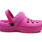 Womens Clogs Warm Fur Lined Thermal Garden Clogs Lightweight EVA Slip On Slippers Kitchen Nurse Indoor House Shoes Sandals Fuchsia Pink