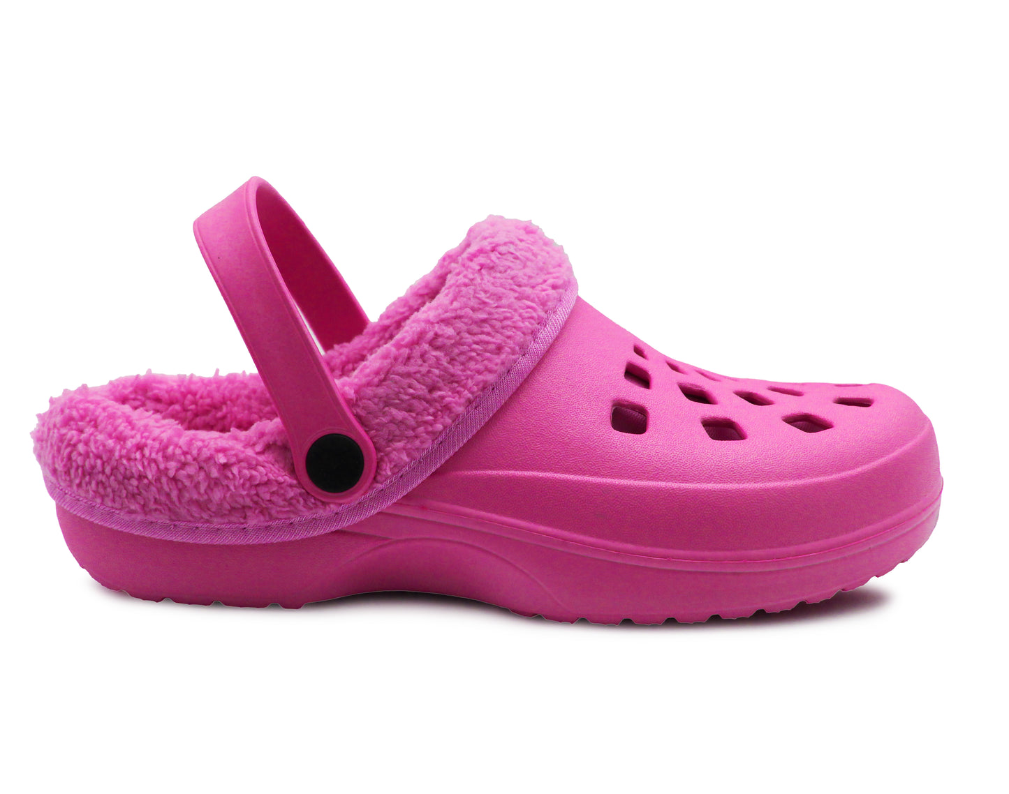 Womens Clogs Warm Fur Lined Thermal Garden Clogs Lightweight EVA Slip On Slippers Kitchen Nurse Indoor House Shoes Sandals Fuchsia Pink