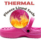 Womens Clogs Warm Fur Lined Thermal Garden Clogs Lightweight EVA Slip On Slippers Kitchen Nurse Indoor House Shoes Sandals Fuchsia Pink