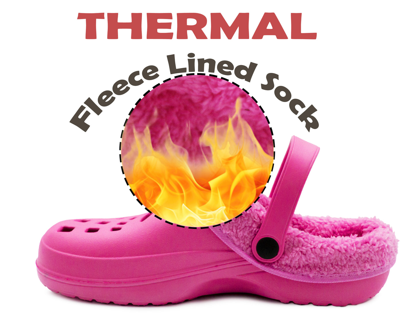 Womens Clogs Warm Fur Lined Thermal Garden Clogs Lightweight EVA Slip On Slippers Kitchen Nurse Indoor House Shoes Sandals Fuchsia Pink