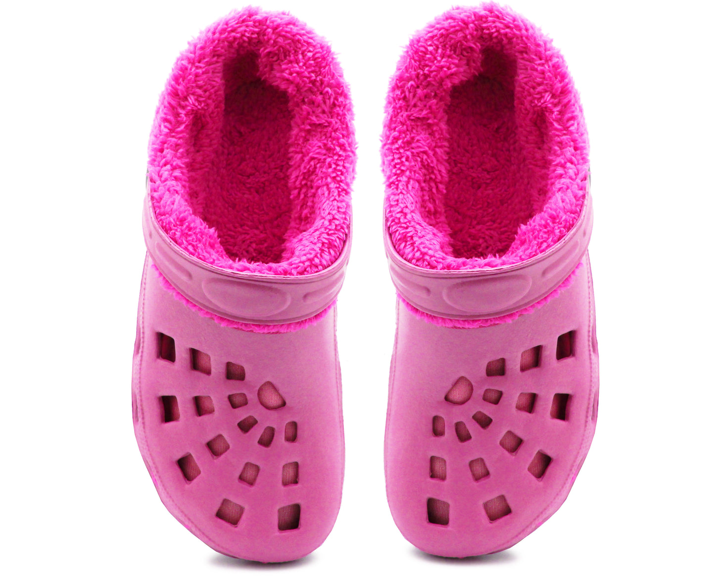 Womens Clogs Warm Fur Lined Thermal Garden Clogs Lightweight EVA Slip On Slippers Kitchen Nurse Indoor House Shoes Sandals Fuchsia Pink