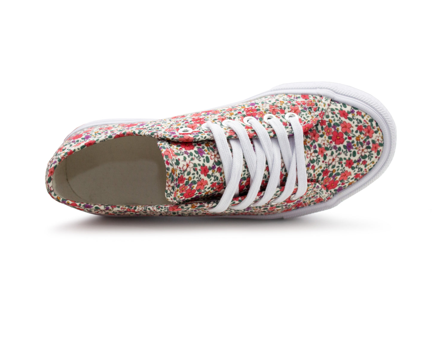 Womens Floral Canvas Platform Trainers Beige Floral Lace Up Chunky Sole Low Top Fashion Sneakers Ladies Casual Flat Trainer Pumps (Copy)