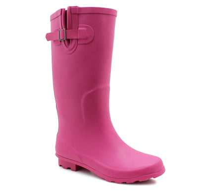 Womens Adjustable Calf Wellies Pink Waterproof Festival Rain Boot Dog Walking Mud Wellington Boots