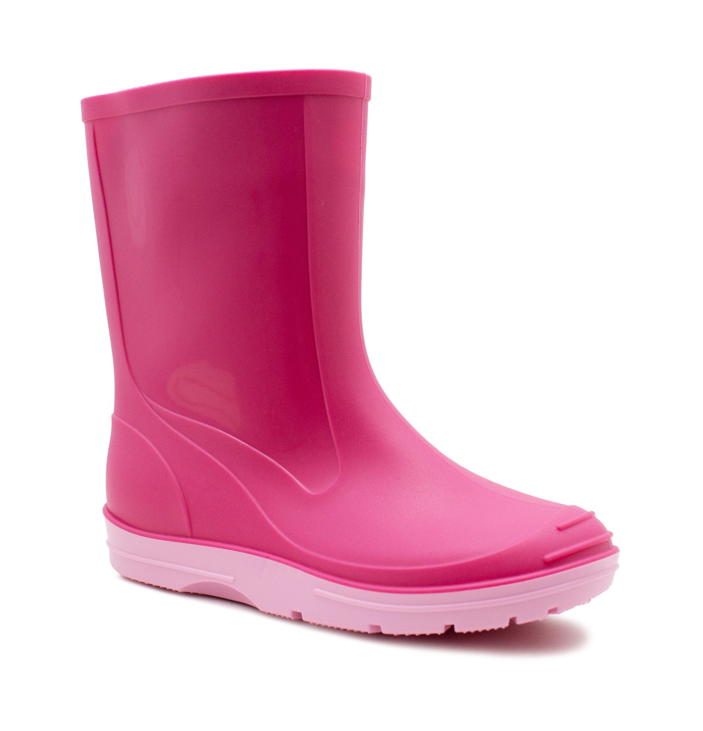 Kids Wellies Girls Slip On Mid Calf Waterproof Puddle Rain Mud Snow Youth Wellington Boots Fuchsia Pink