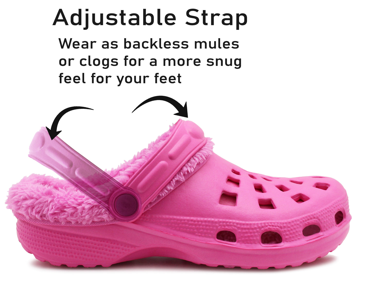 Womens Warm Fur Lined Thermal Hot Pink Garden Clogs Lightweight EVA Slip On Slippers Kitchen Nurse Indoor House Shoes Sandals