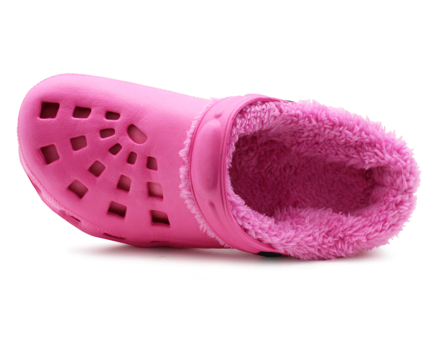 Womens Warm Fur Lined Thermal Hot Pink Garden Clogs Lightweight EVA Slip On Slippers Kitchen Nurse Indoor House Shoes Sandals