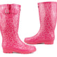 Womens Adjustable Calf Wellies Waterproof Ladies Fashion Festival Dog Walking Rain Mud Wellington Boots Fuchsia Pink