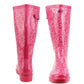 Womens Adjustable Calf Wellies Waterproof Ladies Fashion Festival Dog Walking Rain Mud Wellington Boots Fuchsia Pink