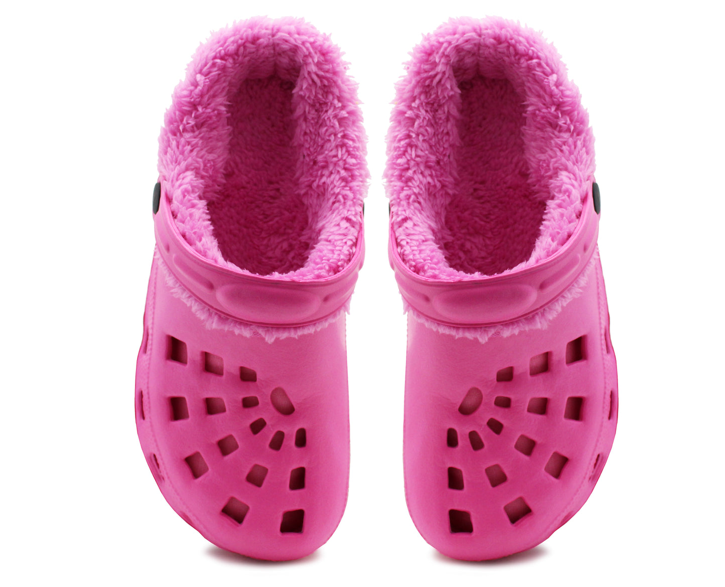 Womens Warm Fur Lined Thermal Hot Pink Garden Clogs Lightweight EVA Slip On Slippers Kitchen Nurse Indoor House Shoes Sandals