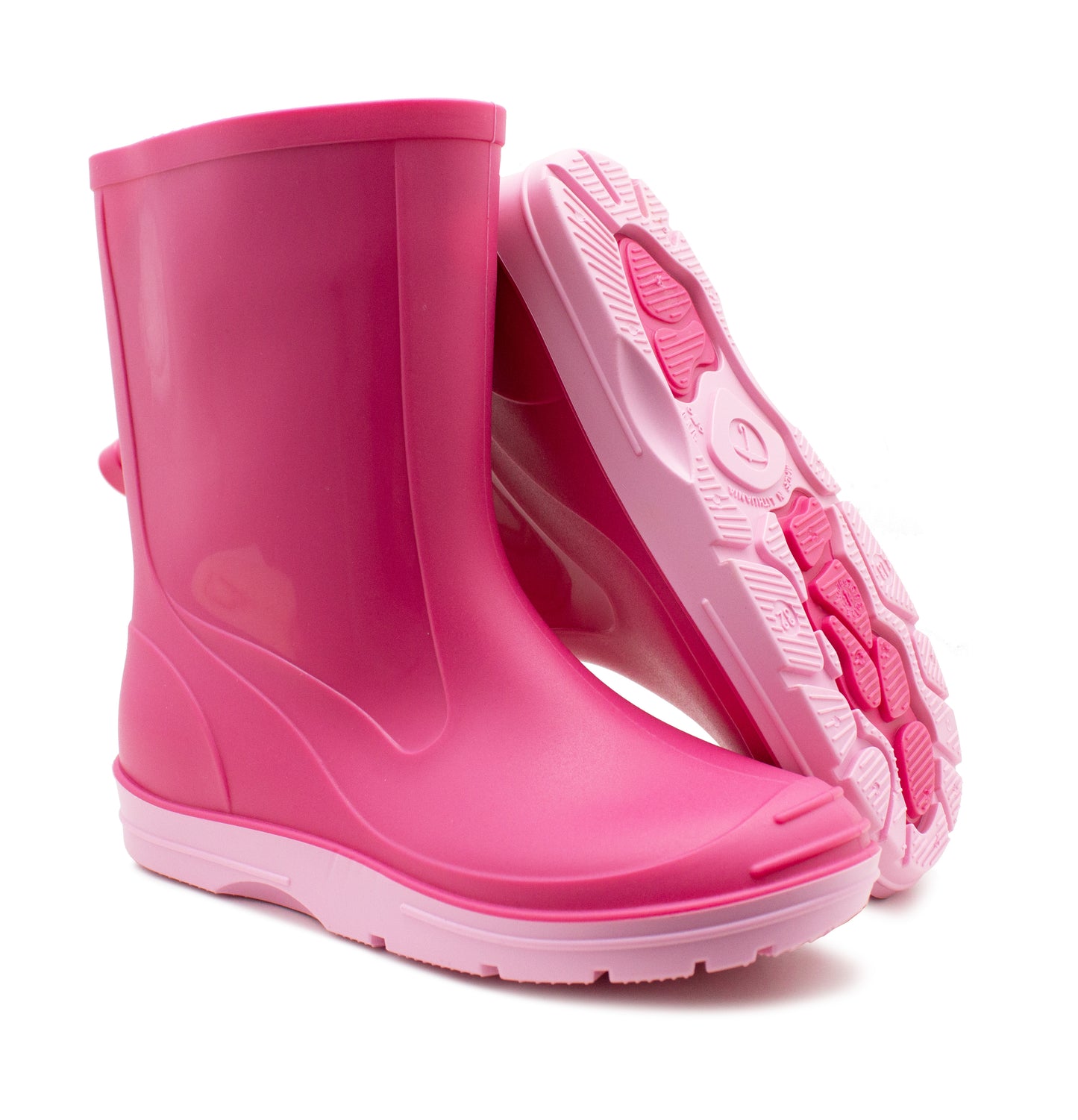 Kids Wellies Girls Slip On Mid Calf Waterproof Puddle Rain Mud Snow Youth Wellington Boots Fuchsia Pink