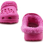 Womens Warm Fur Lined Thermal Hot Pink Garden Clogs Lightweight EVA Slip On Slippers Kitchen Nurse Indoor House Shoes Sandals