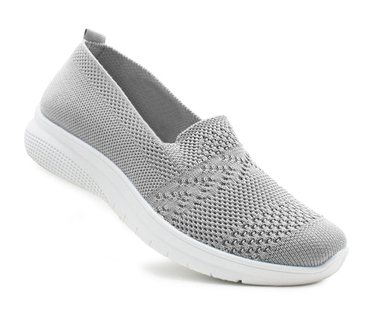 LANA Womens Slip On Breathable Mesh Trainer Pumps in Grey