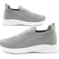 Womens Slip On Grey Breathable Mesh Ladies Lightweight Casual Flat Walking Active Sneaker Pumps Fashion Trainers