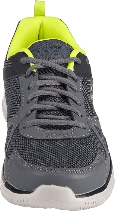 Skechers Men's Track Bucolo Trainers Oxford 52630 Memory Foam Lightweight Sneakers Grey Lime